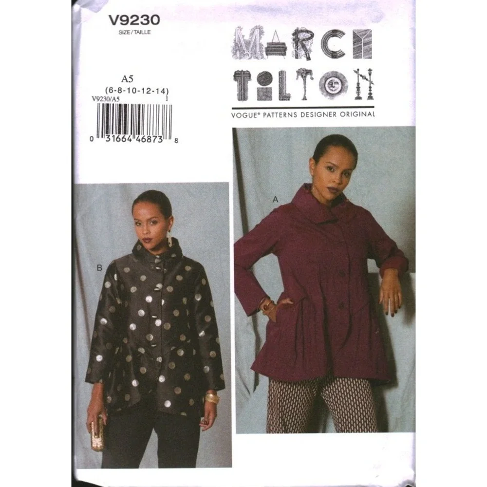 Vogue V9230 Marcy Tilton Jacket Sewing Pattern Size 6-14 Uncut Designer Original